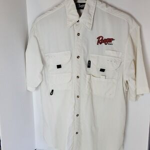 Ranger Boats Fishing Shirt Mens Medium White Vented Short Sleeve Button Up Cup